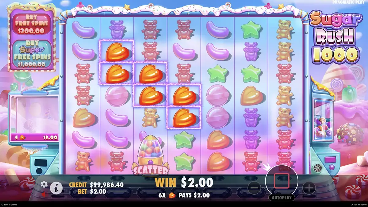 Παιχνίδι στρατηγικής Sugar Rush 1000 με μπόνους