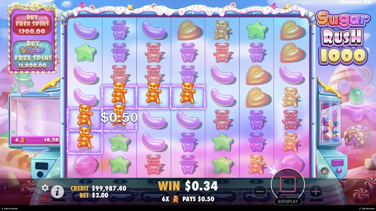 Μπόνους απόδοσης αγοράς Sugar Rush 1000