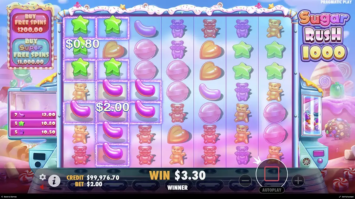 Μπόνους στο κουλοχέρη Sugar rush 1000